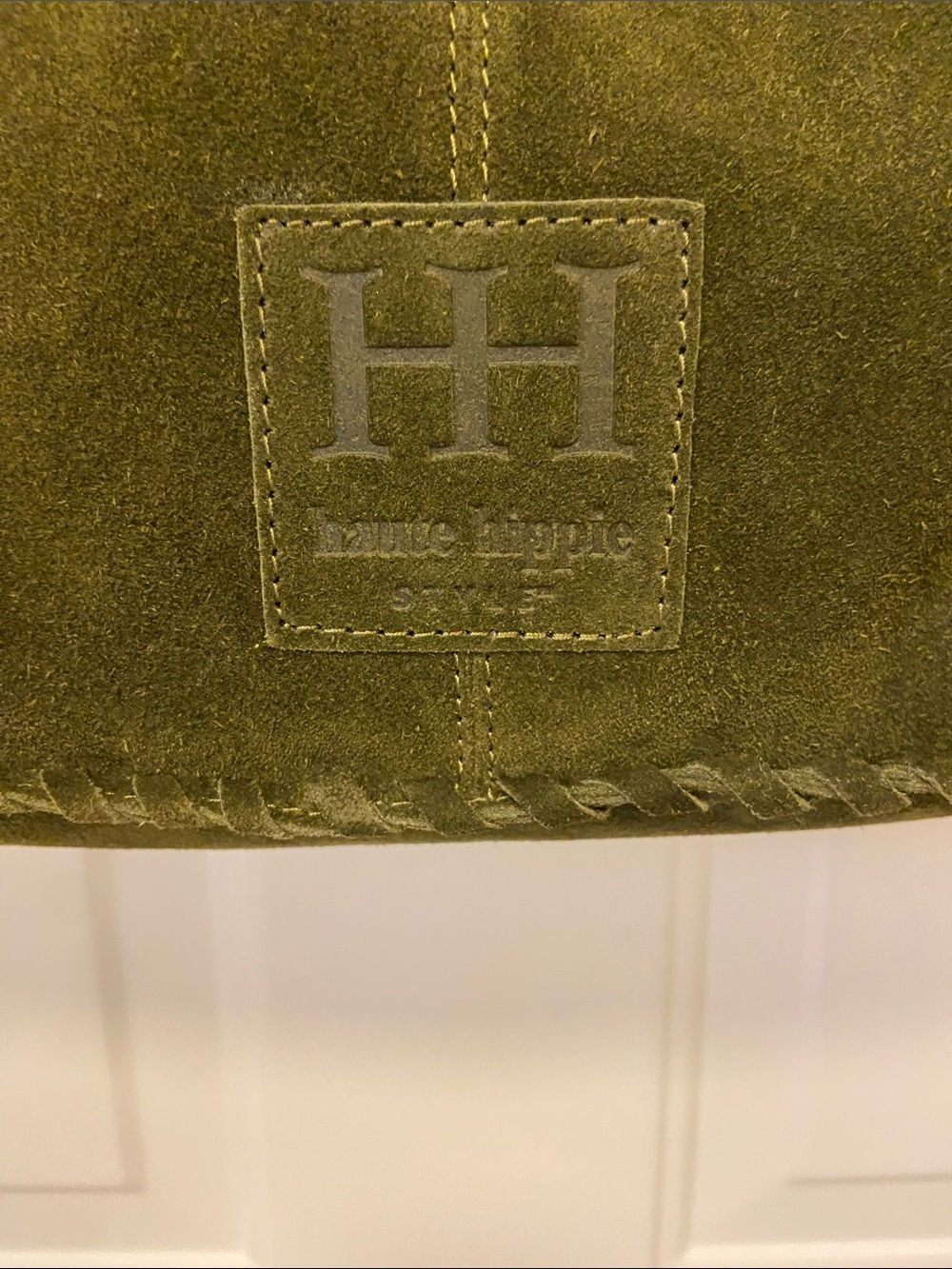 Haute Hippie Olive Green Braided Suede Hobo Shoulder Bag - Picture 2 of 15